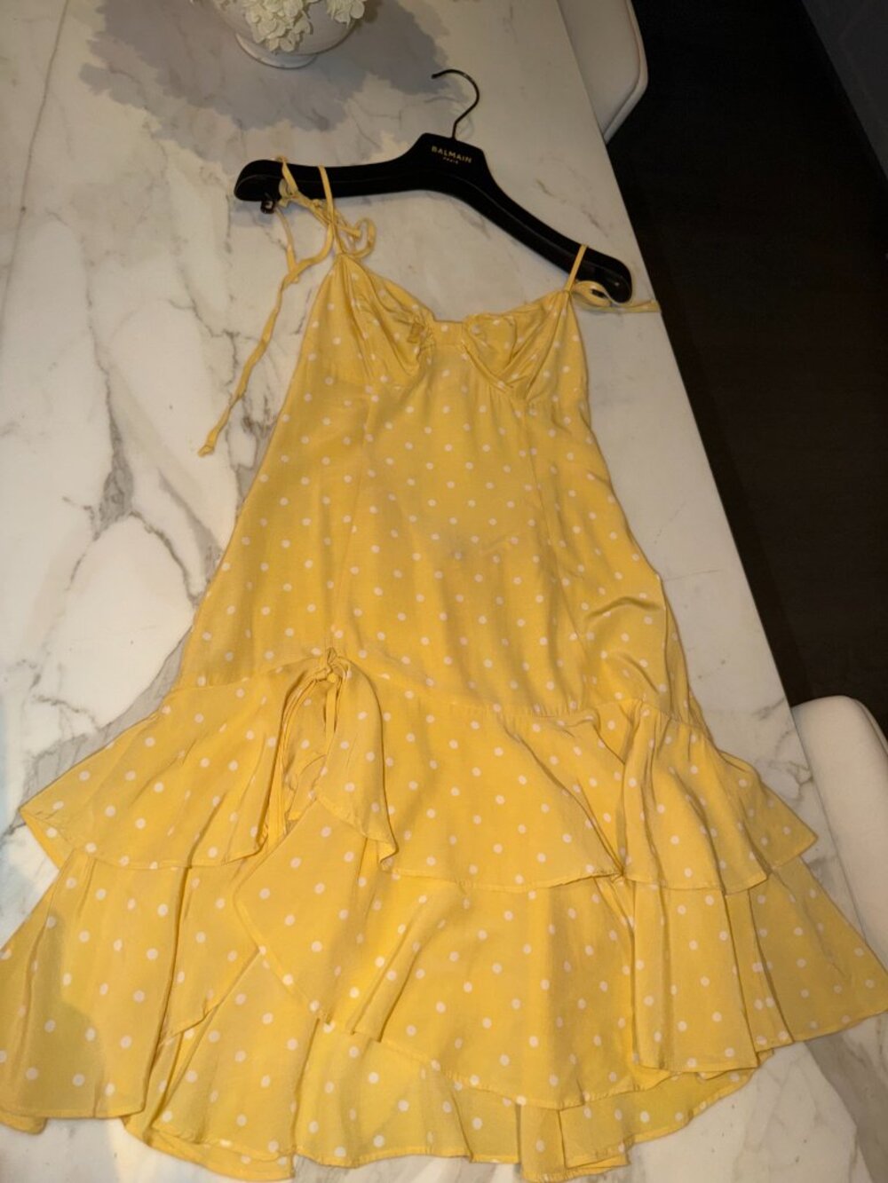 For love & Lemons - Limoncello Tiered Ruffle Yellow Polka Dot Dress - Picture 11 of 11